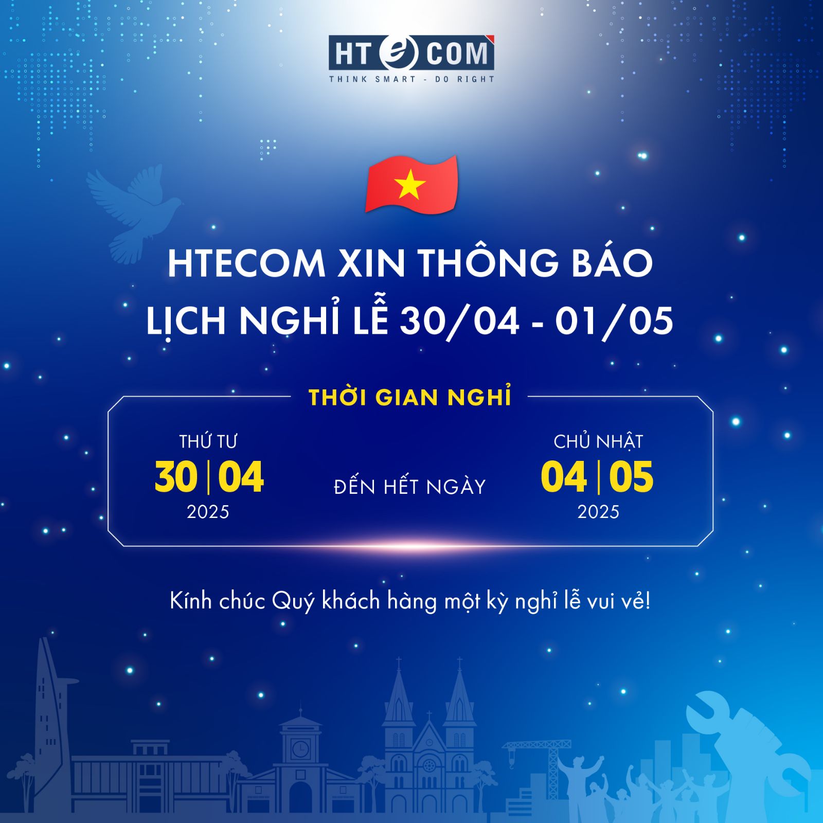 THÔNG BÁO LỊCH NGHỈ LỄ 30/4 – 01/5/2025